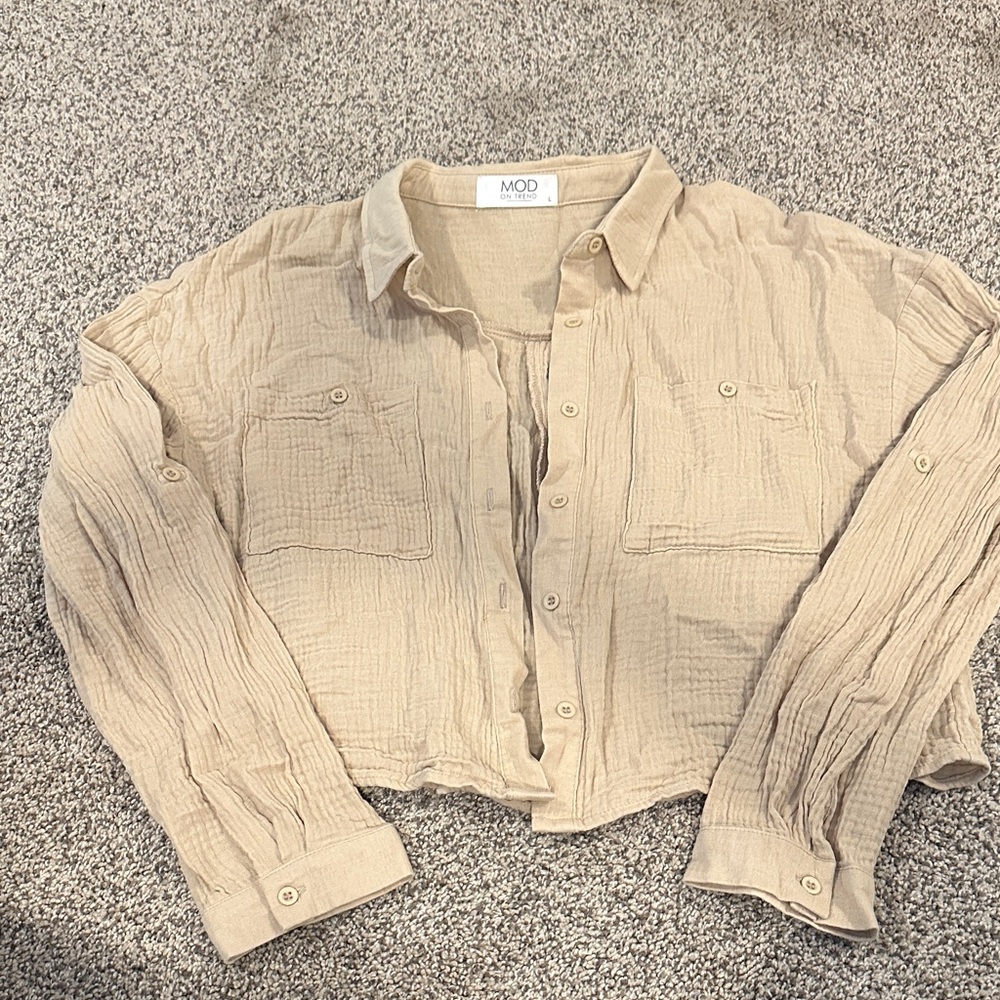 MOD Women's Tan Button Down Shirt